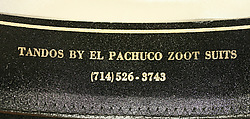 Zoot suit, (c) cotton; (d) silk; (f) leather, metal (g) elastic, leather, metal; (h) wool; (i, j) leather, American