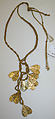 Necklace, Mary McFadden American, gold, cotton, American