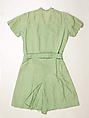 Playsuit, linen, cotton, probably American