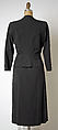 Suit, Gilbert Adrian (American, Naugatuck, Connecticut 1903–1959 Hollywood, California), (a) wool, plastic, rayon; (b) wool, American