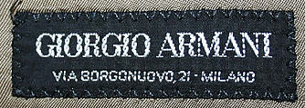 Suit, Giorgio Armani (Italian, founded 1974), wool, cashmere, Italian