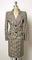 Suit, Yves Saint Laurent (French, founded 1961), (a, b) wool; (c) wool, leather, French