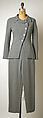 Ensemble, House of Chanel (French, founded 1910), (a–c) wool; (d, e) leather, silk, French