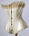 Corset, La Sirene (French), a,b) leather, metal, cotton, silk, French