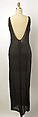 Evening dress, a) silk, synthetic, jet; b) silk, probably British