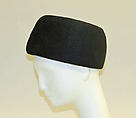 Pillbox hat, House of Balenciaga (French, founded 1937), wool, beaver fur, synthetic, French