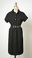 Dress, House of Balenciaga French, Wool, silk, leather, probably French