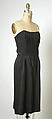 Dress, Attributed to House of Balenciaga (French, founded 1937), Wool, silk, leather, probably French