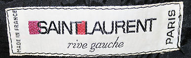 Tuxedo, Yves Saint Laurent (French, founded 1961), a) wool, plastic, silk, rayon; b) wool, silk, plastic, French