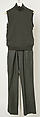 Ensemble, John Bartlett (American, born 1964), a) leather, rayon, metal;  b) wool, jet; c) wool, cotton, metal; d) wool/polyester blend; e,f) leather, metal, American