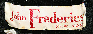 Headdress, John Frederics (American, 1948–1964), silk, plastic, American