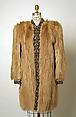 Coat, fur, wool, silk, American