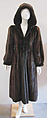 Coat, Yves Saint Laurent (French, founded 1961), a) fur, synthetic, plastic; b) fur, French