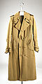 Trench coat, Bill Blass  American, a) cotton, plastic; b-d) cotton, metal; e-f) cotton, American