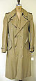 Trench coat, Bill Blass (American, Fort Wayne, Indiana 1922–2002 New Preston, Connecticut), a) cotton, plastic; b-d) cotton, metal; e-f) cotton, American