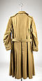 Trench coat, Bill Blass (American, Fort Wayne, Indiana 1922–2002 New Preston, Connecticut), a) cotton, plastic; b-d) cotton, metal; e-f) cotton, American