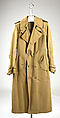 Trench coat, Bill Blass (American, Fort Wayne, Indiana 1922–2002 New Preston, Connecticut), a) cotton, plastic; b-d) cotton, metal; e-f) cotton, American