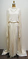 Wedding dress, Fendi (Italian, founded 1925), a) silk, faux pearl; b,c) silk; d) silk, leather; e) silk, cotton, metal, French