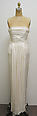 Wedding dress, Fendi (Italian, founded 1925), a) silk, faux pearl; b,c) silk; d) silk, leather; e) silk, cotton, metal, French