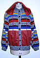 Jacket, Missoni  Italian, a) wool/synthetic, cotton, plastic; b) cotton, cotton/nylon blend, Italian