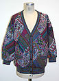 Cardigan sweater, Missoni  Italian, wool/synthetic blend, plastic, Italian