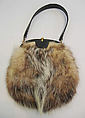 Purse, Morris Moskowitz, fur, leather, silk, metal, American
