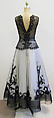 Evening ensemble, Oscar de la Renta, LLC. (American, founded 1965), a) cotton, jet, polyester; b) synthetic, silk, jet, American
