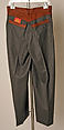 Trousers, Vivienne Westwood (British, founded 1971), wool, leather, British
