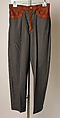 Trousers, Vivienne Westwood (British, founded 1971), wool, leather, British