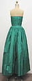 Ensemble, (a, b) Madame Grès (Germaine Émilie Krebs) (French, Paris 1903–1993 Var region), a) silk, metal, faux pearl, glass, rhinestone, cotton; b) silk; c,d) silk, leather, French