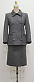 Suit, Hubert de Givenchy (French, Beauvais 1927–2018 Paris), a) wool, silk, nylon, enamel; b,c) wool, silk, French