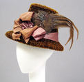 Hat, cotton, silk, feathers, American