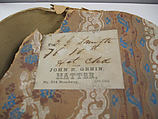 Hat, John N. Genin, a) linen, silk, leather, paper; b,c) leather; d-f) paper, American