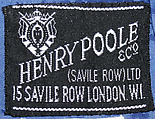 Suit, Henry Poole &amp; Co. (British, founded 1806), a,b) wool, silk, plastic; c) wool, silk, plastic, cotton, linen, British