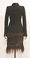 Ensemble, Oscar de la Renta, LLC. (American, founded 1965), a) wool; b) silk, ostrich, jet, synthetic, American