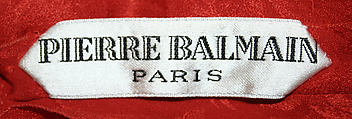 Evening ensemble, House of Balmain (French, founded 1945), a) silk, metal, plastic; b) silk, synthetic, fur, French