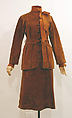 Ensemble, Yves Saint Laurent (French, founded 1961), a) leather, wood, silk; b) leather; c) leather, silk; d) silk, plastic; e) wool, fur, French
