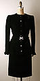 Ensemble, Yves Saint Laurent French, a) silk, jet, rhinestone; b) silk; c) silk, plastic, French