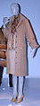 Ensemble, Yves Saint Laurent French, a) wool, plastic, metal, silk; b) wool; c) wool, plastic, metal, leather; d) wool, silk; e) silk, French