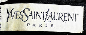 Evening ensemble, Yves Saint Laurent (French, founded 1961), a,c) silk, plastic, metal, rhinestones; b) wool, silk; d) metal, rhinestones, faux pearl, French