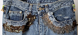 Jeans, Gucci (Italian, founded 1921), cotton, feather, glass, Italian