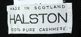 Ensemble, Halston (American, Des Moines, Iowa 1932–1990 San Francisco, California), a-d) wool; e) leather, silver
e) leather, metal, American