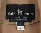Ensemble, Ralph Lauren (American, founded 1967), linen, leather, American