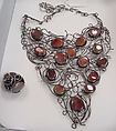 Jewelry set, metal, carnelian, stone, Israeli