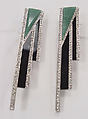 Earrings, silver, plastic, rhinestone, Japanese