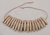 Necklace, ivory, stone, cotton, Indigenous American (Olmec peoples)