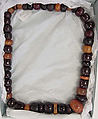 Necklace, amber, silk, American or European
