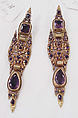 Clip earrings, gold, metal, amethyst, Spanish