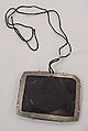 Necklace, obsidian, silver, silk, Indigenous American (Olmec peoples)