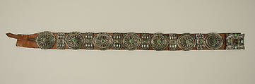 Belt, silver, turquoise, leather, Indigenous American (Navajo peoples)